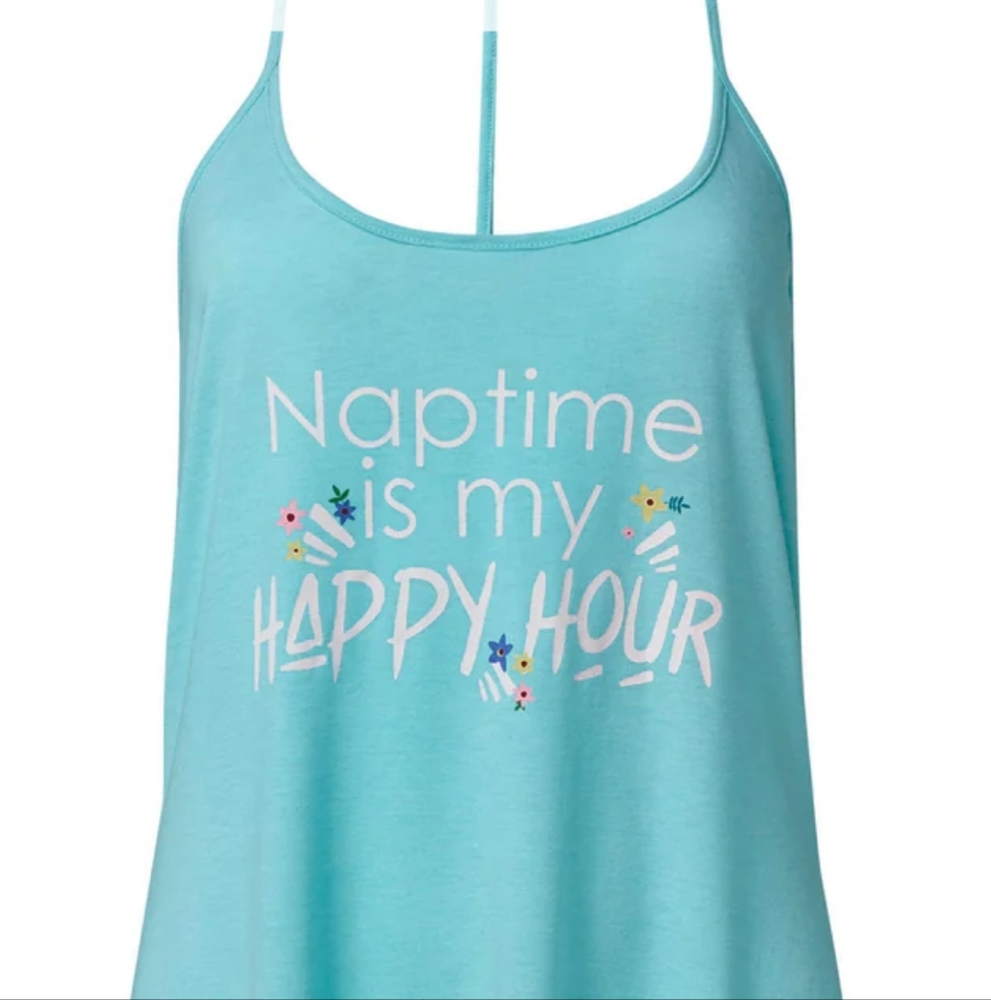 Venus Womens Graphic T-Back Night Shirt Naptime is My Happy Hour 2X NIB